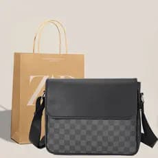 2026 novo estilo Street Wear sacos masculinos de negócios Casual xadrez maleta bolsa masculina de couro saco do mensagei