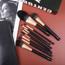 LABREA 12 Conjunto de pincéis de maquiagem dourados pretos Pincel de pó solto Pincel de sombra Pincel de Blush Pincel de