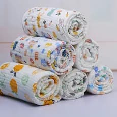 Toalha de banho de gaze de alta densidade lavada de algodão penteado de seis camadas impressa macia colcha infantil bebê