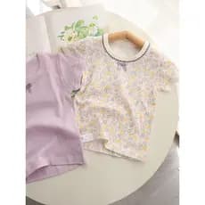 2 peças meninas camiseta de manga curta verão em torno do pescoço estilo fino respirável pequeno médio crianças puro alg