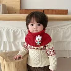 Sino estilo natal crianças babador de malha dos desenhos animados cachecol de pescoço alto outono inverno bebê à prova d