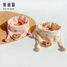 Cachecol infantil bebê outono inverno à prova de vento puro algodão linho dos desenhos animados bonito urso triângulo ca