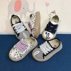 Crianças listrado tênis do bebê jardim de infância Velcro Retro pano sapatos meninas Floral falso porco pés sapatos casu