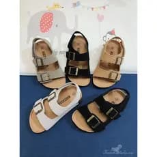 Verão crianças fosco couro genuíno sandálias de cortiça meninos meninas Retro sandálias chinelos bebê Velcro dedo do pé