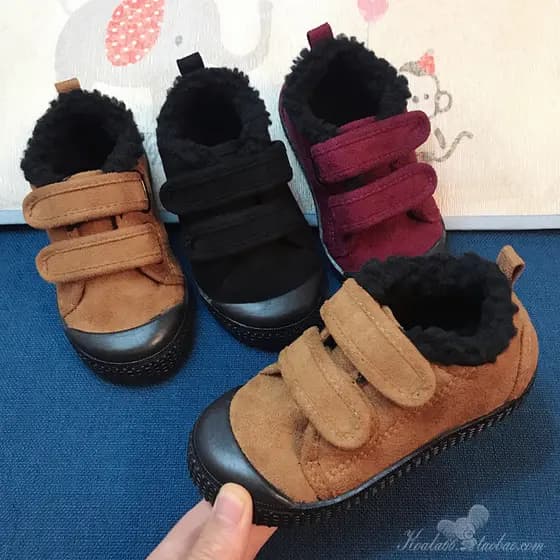 W inverno crianças sapatos de algodão meninos meninas grosso sola macia dois sapatos de algodão bebê jardim de infância