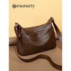 Bolsa mensageiro de couro genuíno genuíno feminina 2026 novo estilo alça de ombro larga mochila de grande capacidade fem
