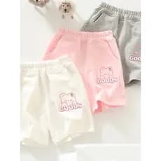 Shorts de algodão puro para meninas, roupa externa 2026, novo estilo, roupas infantis, calças combinadas, roupas de verã