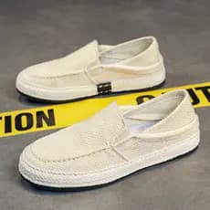 Velho pequim sapatos de pano masculino verão respirável na moda linho deslizamento em sapatos preguiçosos masculinos cas