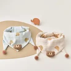 Lenço de bebê outono inverno puro algodão linho urso triângulo cachecol infantil meninos meninas bebê quente à prova de