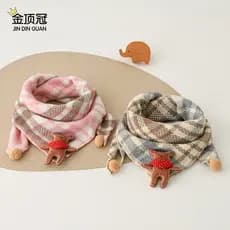 Lenço de bebê outono inverno ins versão coreana urso bebê crianças triângulo cachecol à prova de vento quente primavera