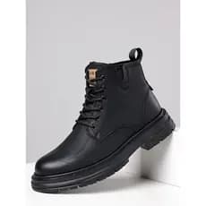 Botas masculinas pica-pau de couro genuíno com sola macia Martin Botas masculinas de algodão com forro moderno Botas ger