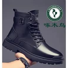Botas masculinas Woodpecker com sola macia Martin Botas masculinas versão coreana Botas de algodão de lã de cano alto ma