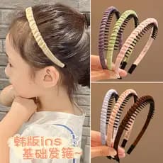 Coreano coreano crianças bandana meninas cabelo quebrado arrumado ferramenta útil com dente antiderrapante pressionado g