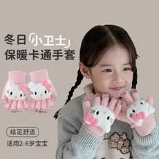 Crianças luvas novo estilo de pelúcia bonito menina cinco dedos berços inverno meninas à prova de frio calor crianças be