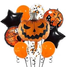 Conjunto De Balões De Halloween , Decorações De Festa Assustadoras , Arco Folha De Aranha De Abóbora Para Decoração Inte