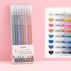 Conjunto De Canetas De Gel Com Glitter De 8 Cores-Iluminadoras De Ponta Fina De 1.0 Mm Para Registro No Diário , Scrapbo