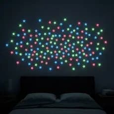 100 Peças Adesivos De Estrelas Que Brilham No Escuro , Cores Misturadas , Decalques Luminosos De Parede De Teto Para Dec