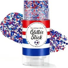 Bastão de Glitter Vermelho, Branco e Azul para Cabelo, Glitter para Rosto e Corpo, Roupas para o Quarto de Julho para Mu