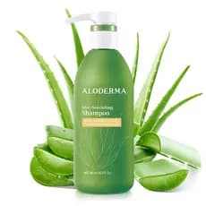 Shampoo Nutritivo de Aloe Vera Aloderma 16oz - Feito com Aloe Vera Fresca e Orgânica (Sem Adição de Água) para Cabelos S