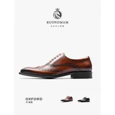 R RUONDMAM Sapatos masculinos de couro Brogue de alta qualidade britânicos de sola grossa Oxford sapatos de negócios for