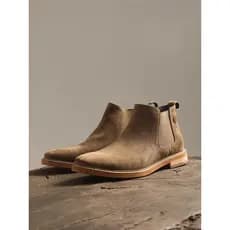 R RUONDMAM Chelsea Botas masculinas de camurça de couro genuíno Botas curtas britânicas Botas masculinas de couro de pel