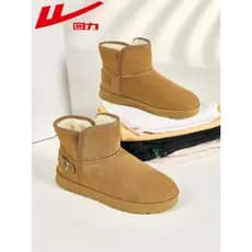 Puxar para trás botas de neve sapatos masculinos 2024 sapatos de inverno velo engrossado sapatos de algodão quente pele