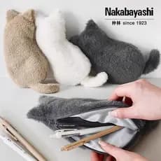 Zhonglin gato lápis caso de pelúcia caso japonês menina bonito de alto valor grande capacidade estudante papelaria saco