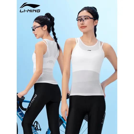 Li Ning Camisa de ciclismo feminina Shi Road Bike Bicicleta Correndo Moletom Colete Verão Ciclismo Suor Respirável