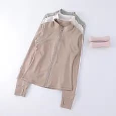 2028 novo estilo Yoga Wear jaqueta feminina de manga comprida topo correndo Fitness de secagem rápida terno esportivo ma