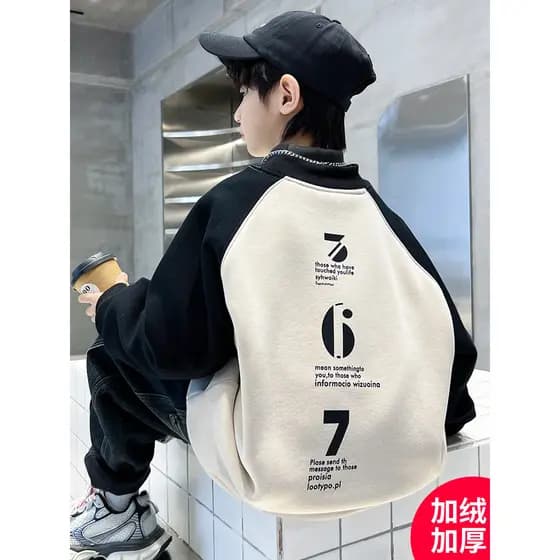 Meninos forro de lã engrossado moletom outono inverno roupas 2026 novo estilo roupas infantis pulôver meninos inverno qu