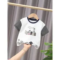Meninos camiseta de manga curta 2026 novo estilo crianças roupas de verão algodão puro crianças meia manga bebê verão be