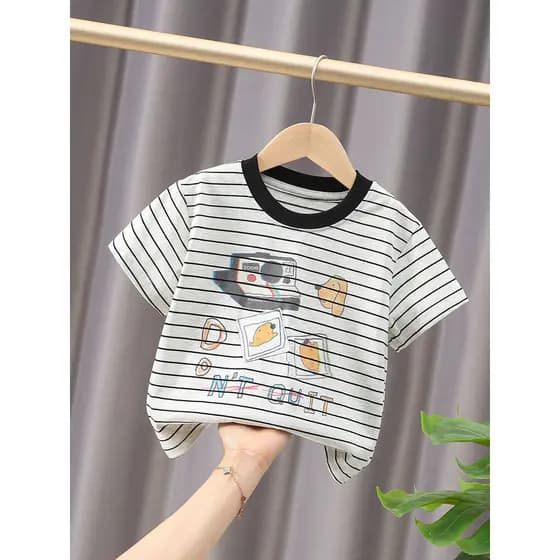 Meninos camiseta de manga curta 2026 novo estilo crianças verão meia manga crianças verão puro algodão bebê roupas de ve