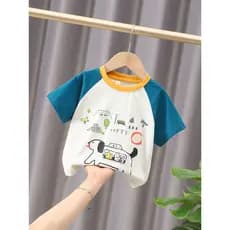 Meninos camiseta de manga curta 2026 novo estilo crianças roupas de verão algodão puro crianças meia manga bebê verão be