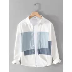 Renben puro algodão Casual camisa de manga comprida costura masculina outono bonito outono juventude na moda solta camis