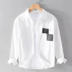 Algodão puro primavera outono branco camisa de manga comprida masculina fresco japonês Casual All-Match juventude simple