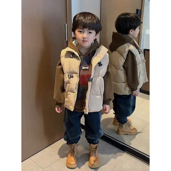 Meninos outono inverno colete 2026 novo estilo crianças colete jaqueta colete inverno bebê grosso para baixo algodão col