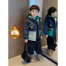 Meninos roupas de inverno velo algodão acolchoado jaqueta 2026 novo estilo moda crianças engrossado algodão acolchoado j