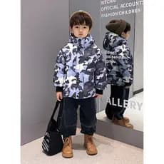 Menino para baixo jaqueta inverno 2026 novo estilo rufião bonito crianças bebê roupas de inverno menino engrossado quent