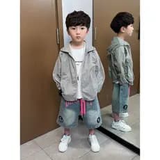 Roupas infantis meninos protetor solar roupas infantis à prova de ultravioleta com capuz rufião bonito roupas de verão 2