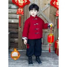 Crianças roupas estilo nacional Tang terno roupas anuais inverno novo estilo crianças jaqueta vermelha menino bebê casac