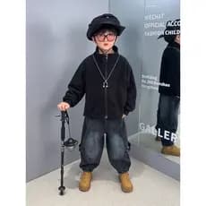 Meninos jaqueta outono inverno estilo 2026 outono novo estilo crianças médio pequenas crianças Polar velo topo versão co