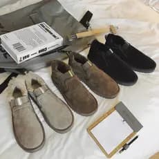 Botas de neve masculinas de inverno, forro de lã de um Pedal, quente, à prova d'água, sapatos de pão, pele de estudante,