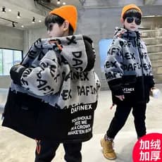 Meninos engrossado forro de lã jaqueta outono inverno roupas 2025 novo estilo moda crianças inverno médio grandes menino