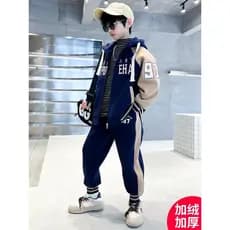 Meninos velo-velo-velo engrossado terno de inverno 2024 novo estilo médio grande crianças meninos moda legal bonito