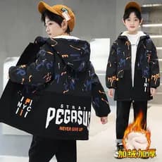 Meninos jaqueta roupas de inverno 2025 novo estilo elegante médio grande crianças outono inverno forro de lã engrossado