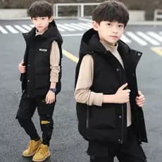 Meninos colete de algodão primavera outono 2025 novo estilo outono inverno médio grande crianças meninos moda para baixo
