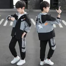 Menino terno esportivo 2026 novo estilo roupas de primavera bonito menino grande influenciador tendência 12 anos de idad