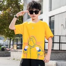 GILE Camiseta infantil de manga curta de algodão puro Roupas de verão para meninos Roupas infantis da moda Roupas infant