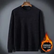 Outono inverno outono inverno forro de lã camisola masculina em torno do pescoço camisola de manga comprida engrossado C