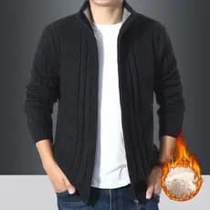 Genuíno de alta qualidade outono inverno jaqueta Cardigan masculino exterior usar forro de lã engrossado malhas versão c